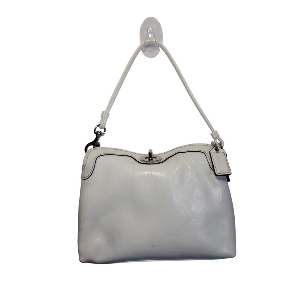 Coach Turnlock Wristlet Patent Leather White